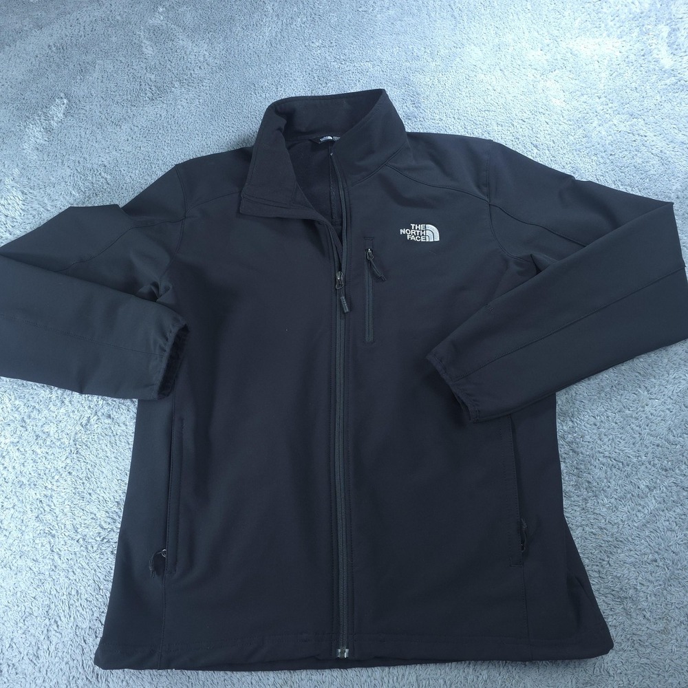 The North Face Jacket Mens Large Black Softshell Full Zip Stand Collar Hiking